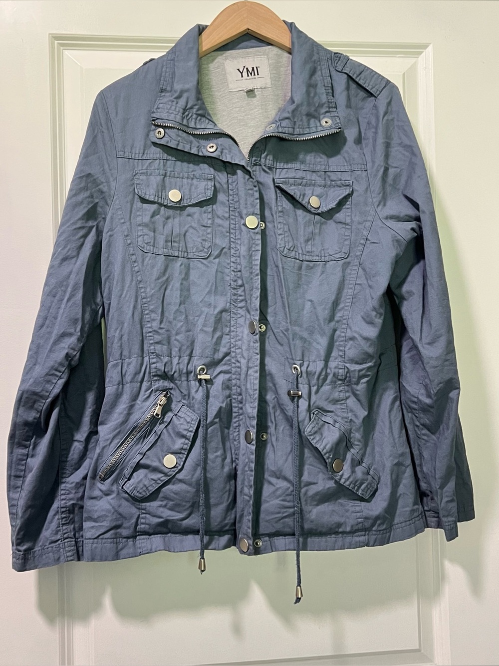 YMI Collection Women's Utility Anorak Jacket Dusty Navy Wash Size Large